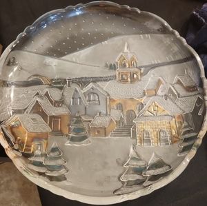 Crystal Clear Studios Winter Village Platter christmas